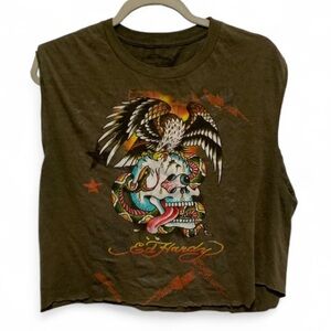Ed Hardy Eagle Skull Green Tank Top